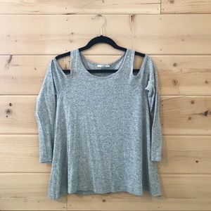 Grey Off-the-Shoulder Long Sleeve